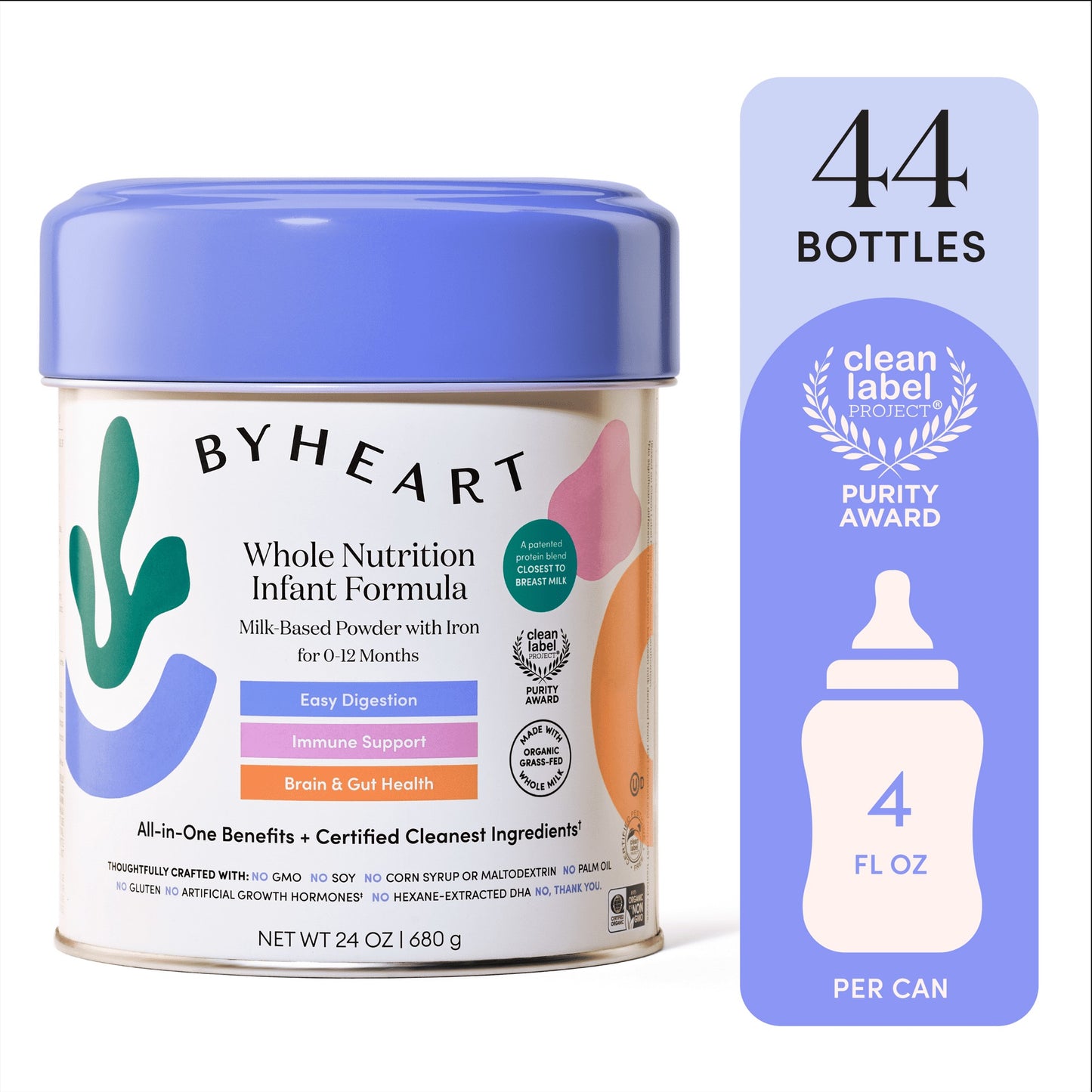 ByHeart Whole Nutrition Powder Infant Formula, for 0-12 Months, 24 oz Canister (Shelf-Stable)