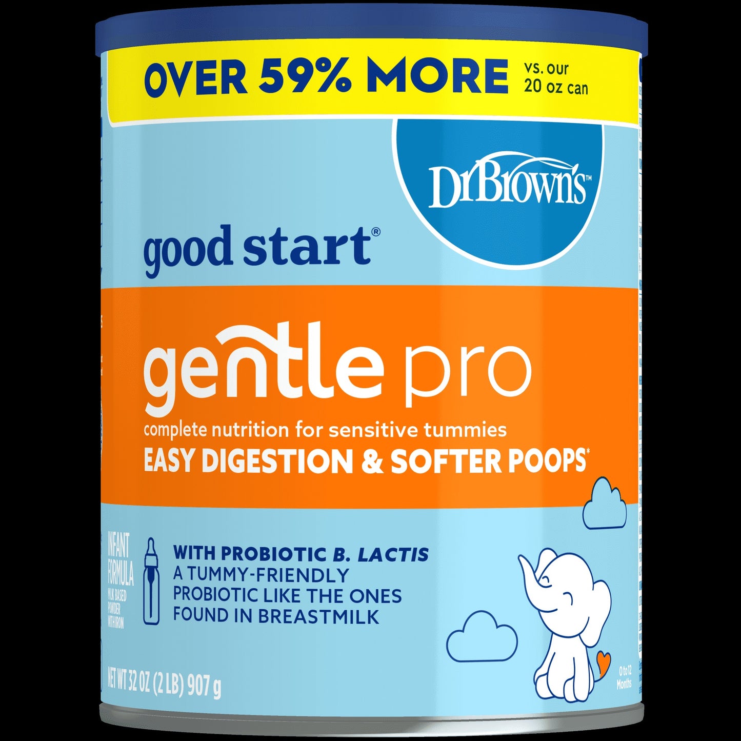 Good Start® | Dr. Brown’s™ Gentle Pro, Baby Formula Powder, For Sensitive Tummies, Easy Digestion and Softer Poops, Infant Formula with Probiotics, DHA, Non-GMO, 32 Ounce