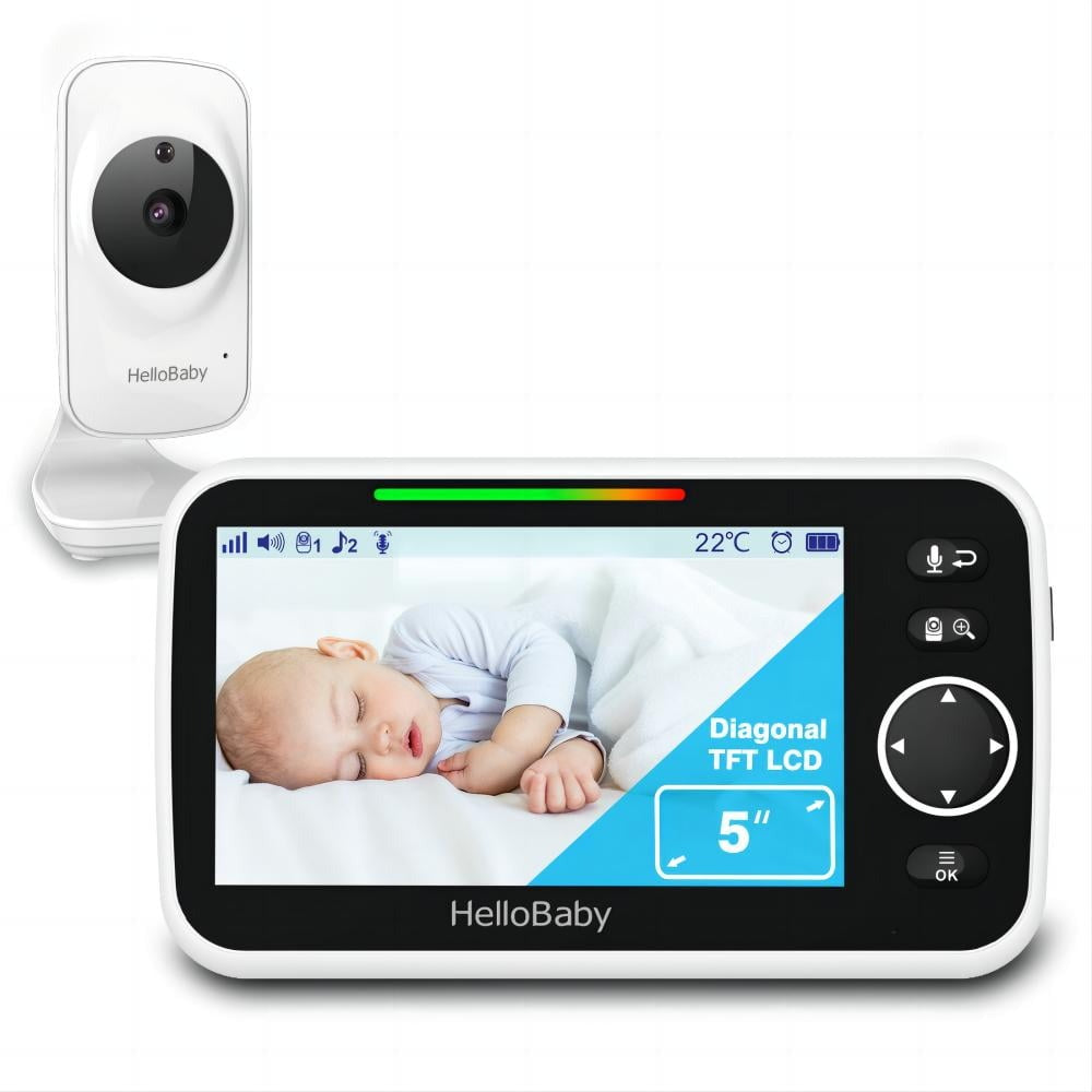 HelloBaby Video Baby Monitor with 5 inch Large Screen, Baby Monitor with Camera and Audio