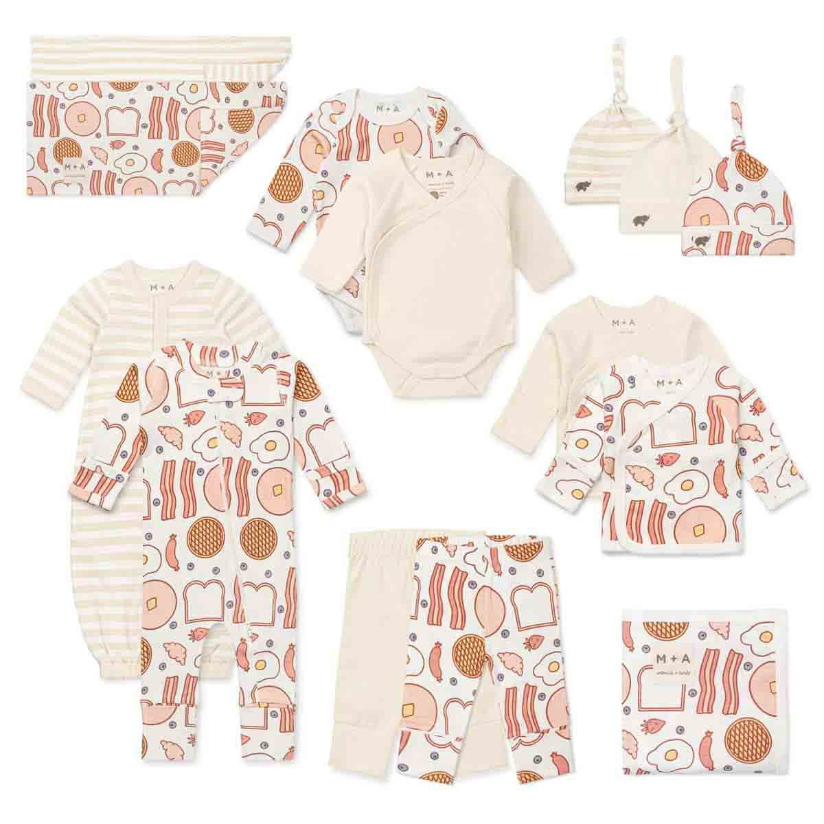 M A by Monica Andy Organic Gender Neutral Baby Shower Gift Set, 14 Piece, Preemie 3 Months