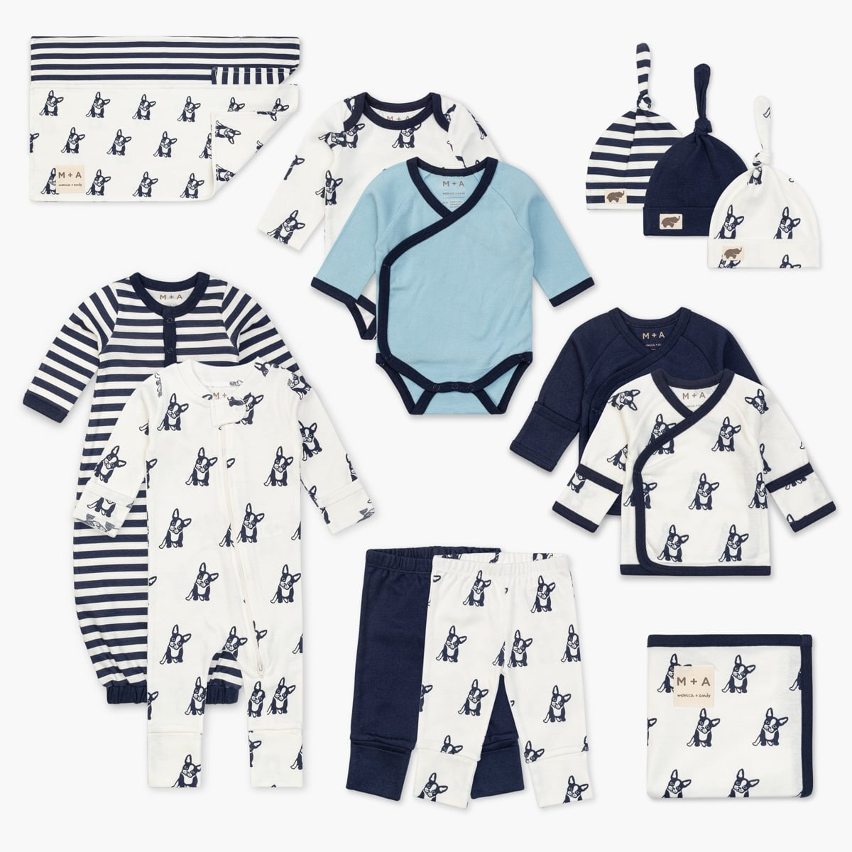 M A by Monica Andy Organic Gender Neutral Baby Shower Gift Set, 14 Piece, Preemie 3 Months