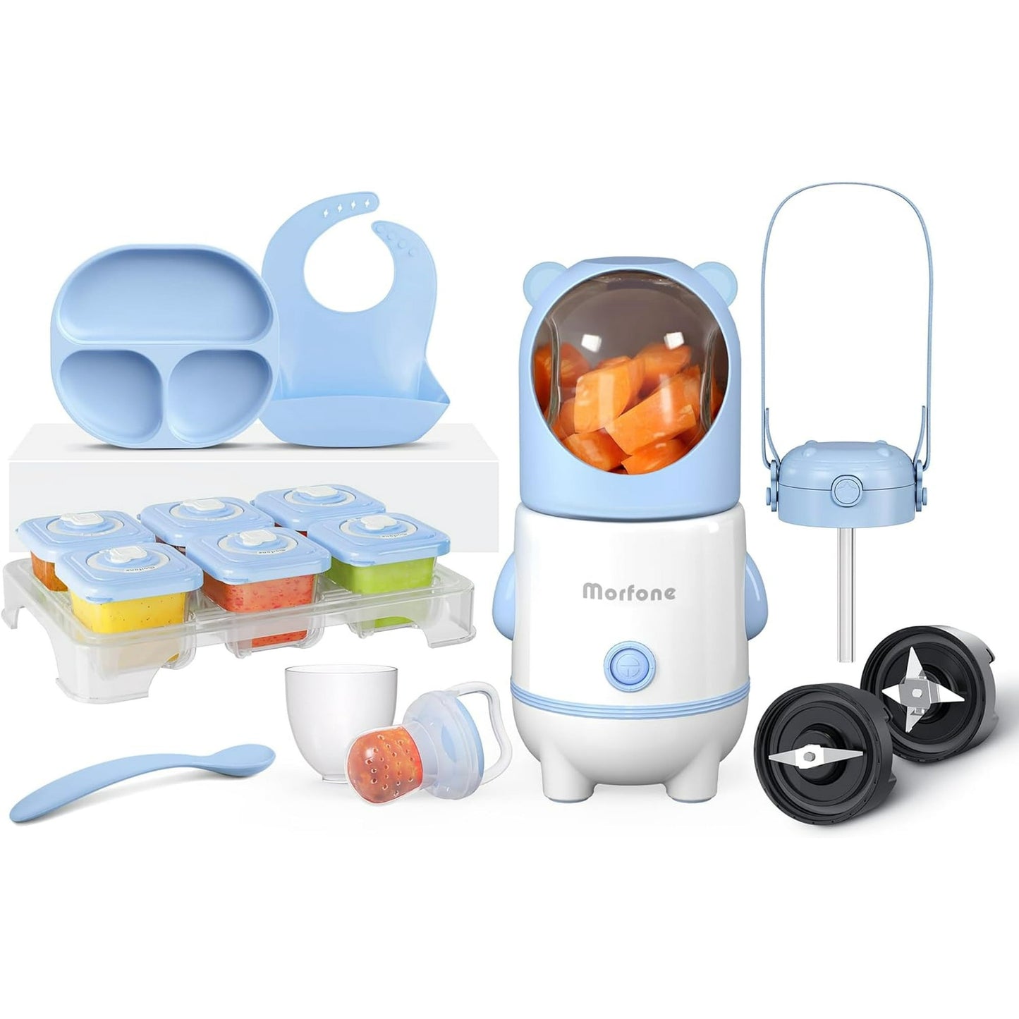 Morfone Baby Food Maker, 17 in 1 Baby Food Processor for Vegetable, Fruit Meat, Baby Food Blender for Newborn Shower Gifts