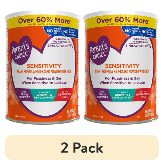 (2 pack) Parent’s Choice Sensitivity Infant Formula Powder with Iron; for Fussiness and Gas, 32.8 oz Canister