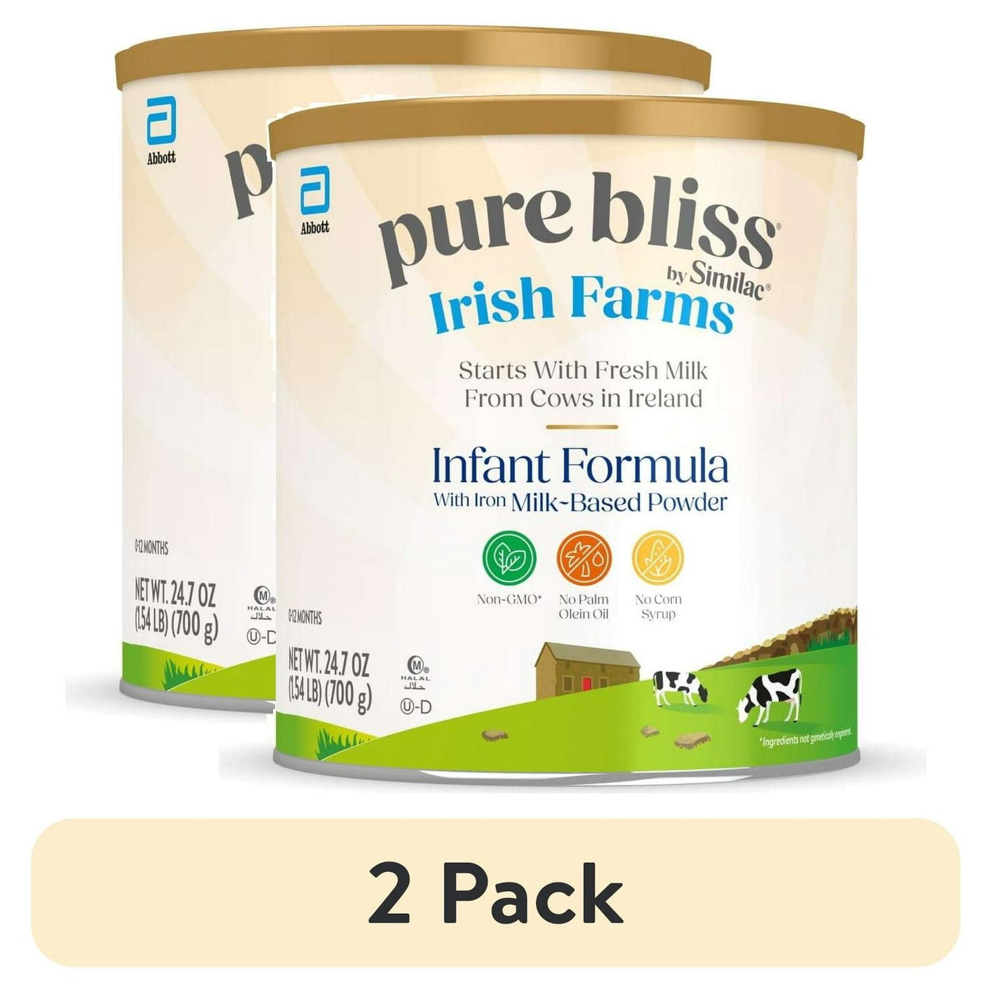 (2 pack) Pure Bliss by Similac Irish Farms Baby Formula Powder, 24.7-oz Can