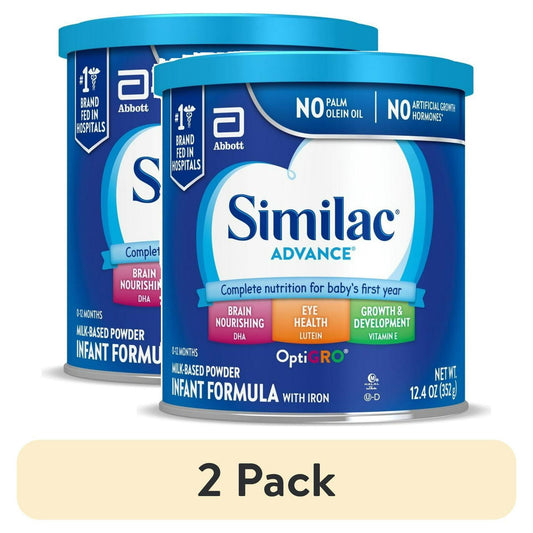 (2 pack) Similac Advance Baby Formula with Iron, Powder, 12.4-oz Can