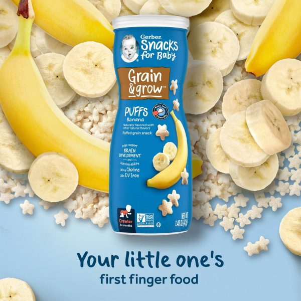 (12 pack) Gerber Stage 3 Baby Food, Banana Puffs, 1.48 oz Canister