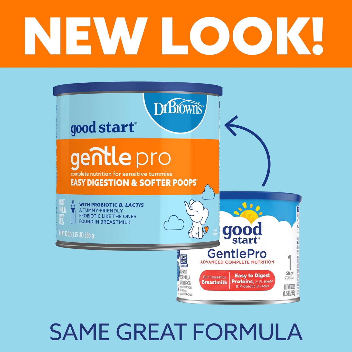 Good Start® | Dr. Brown’s™ Gentle Pro, Baby Formula Powder, For Sensitive Tummies, Easy Digestion and Softer Poops, Infant Formula with Probiotics, DHA, Non-GMO, 32 Ounce